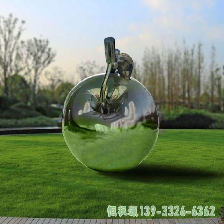 不锈钢校园苹果景观雕塑