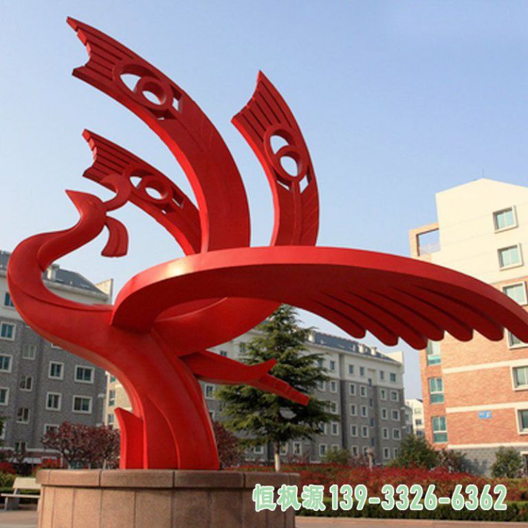 不锈钢凤凰广场景观雕塑