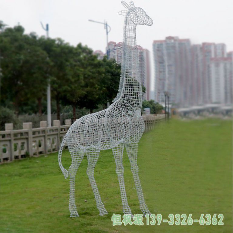 不锈钢小区长颈鹿艺术雕塑
