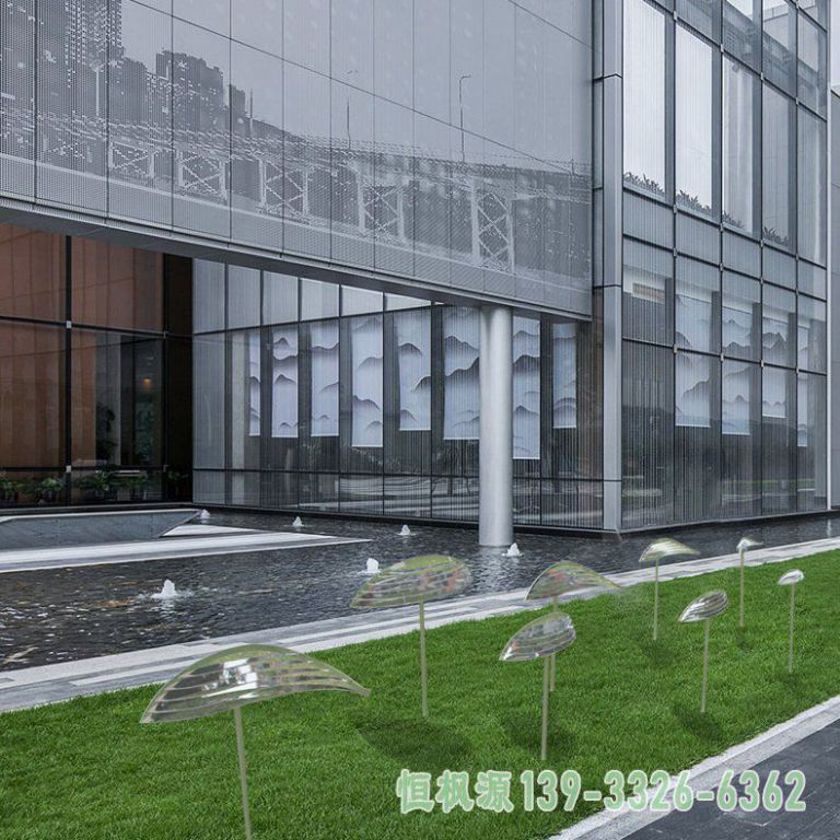 不锈钢小区鱼群景观雕塑