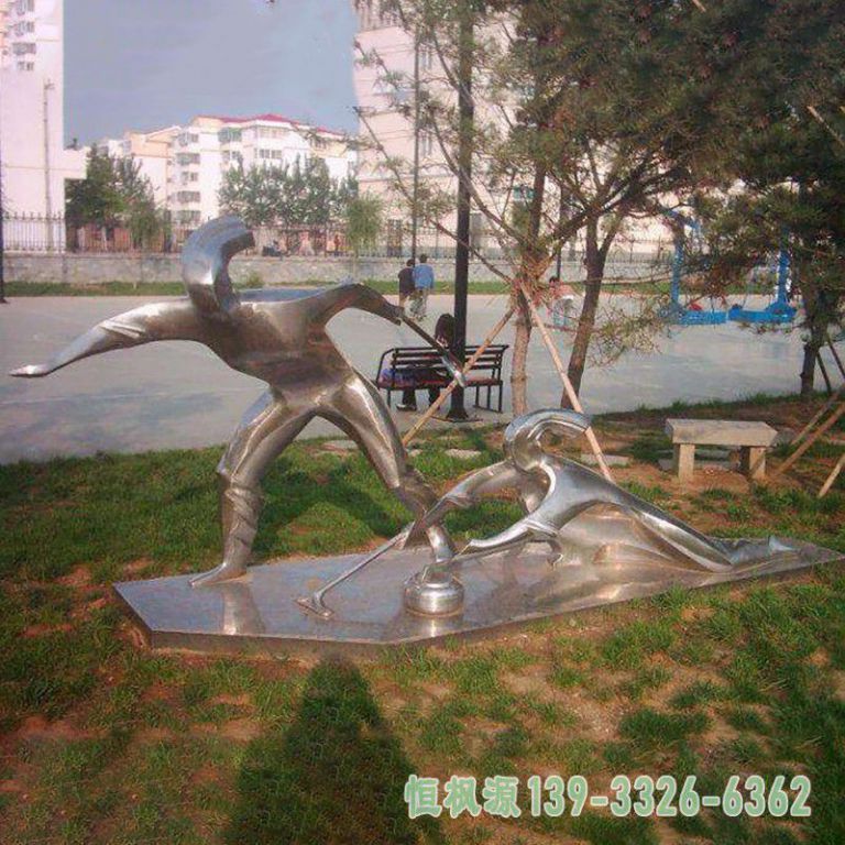 不锈钢广场冰壶艺术雕塑