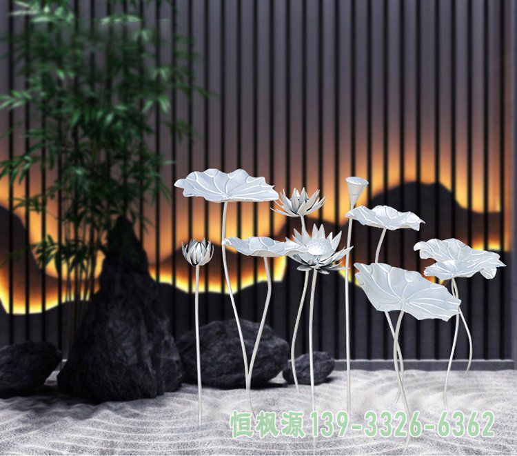 荷花不锈钢小区雕塑