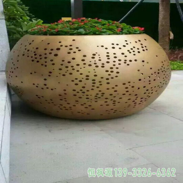 不锈钢花盆户外艺术雕塑