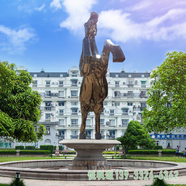 企业奔马不锈钢雕塑