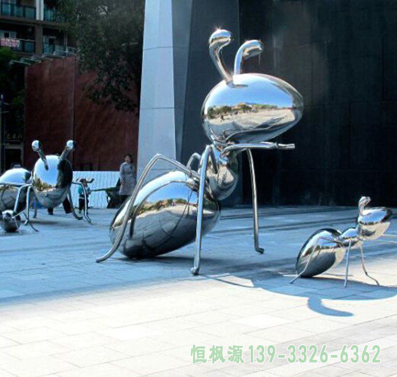 广场不锈钢蚂蚁雕塑