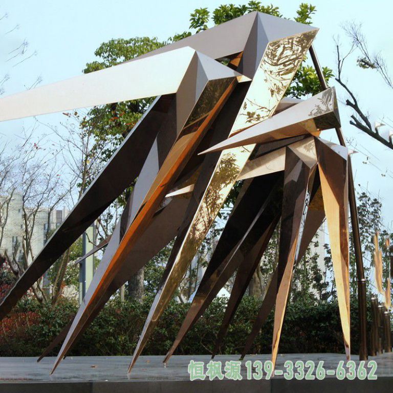 不锈钢户外凤尾竹景观雕塑