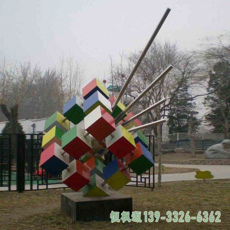 魔方户外不锈钢艺术雕塑