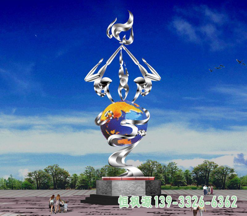 地球仪小区不锈钢艺术雕塑