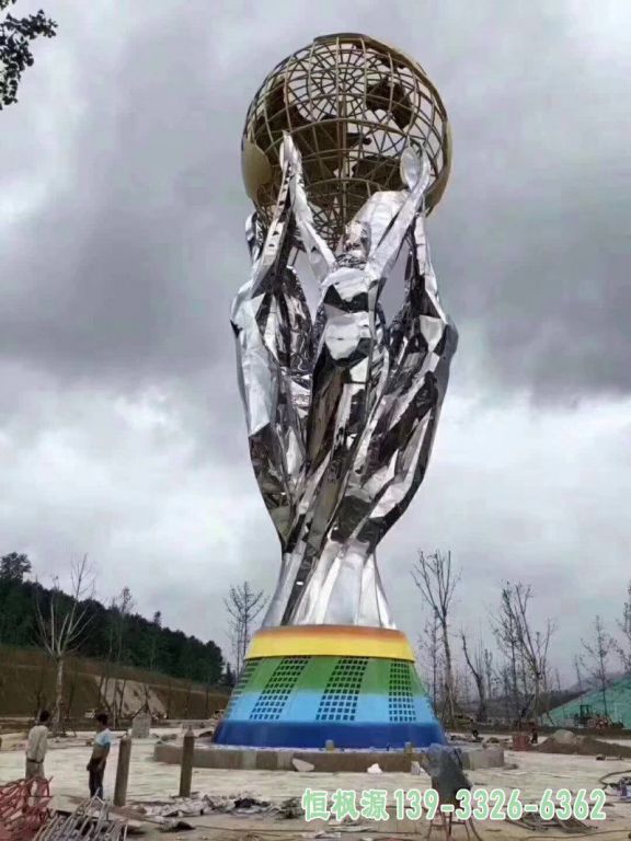 不锈钢地球仪园林雕塑