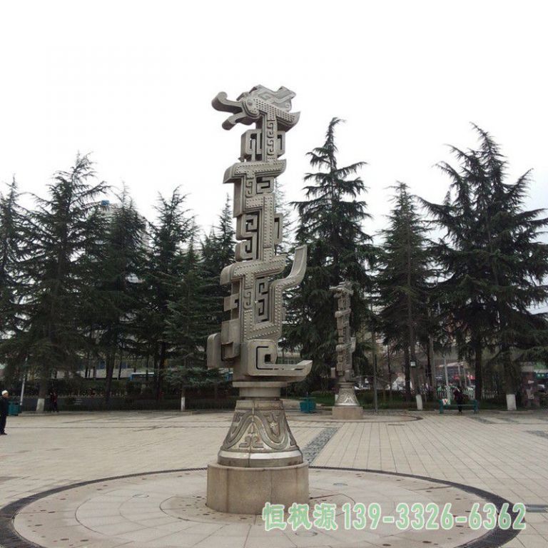 户外龙柱不锈钢景观雕塑