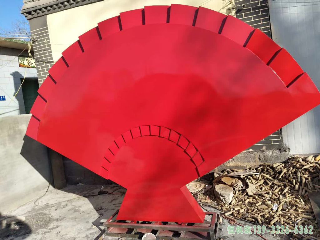 不锈钢扇子校园景观雕塑