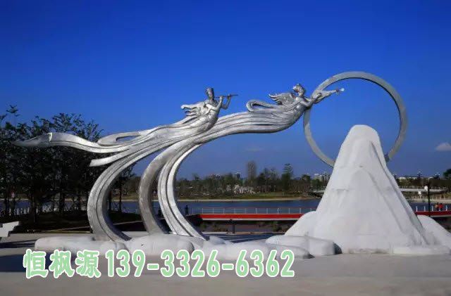 奔月仙女不锈钢广场雕塑