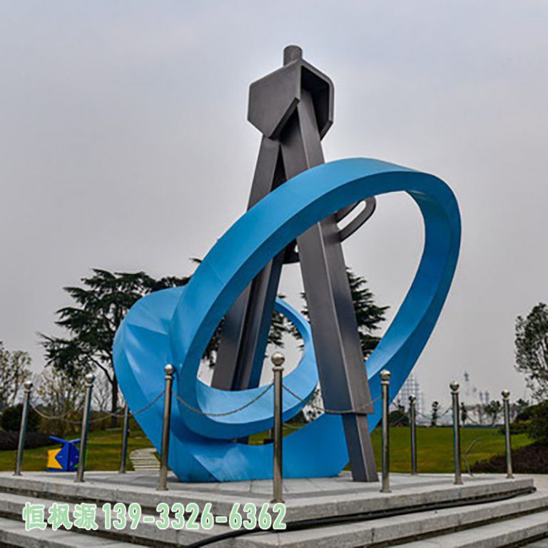 不锈钢户外圆规抽象雕塑