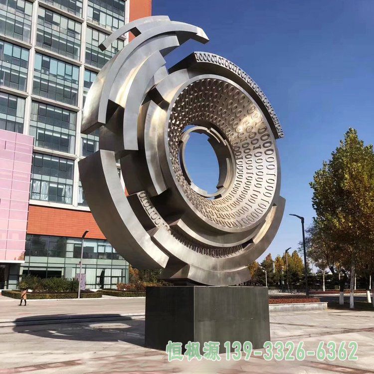 校园齿轮不锈钢景观雕塑
