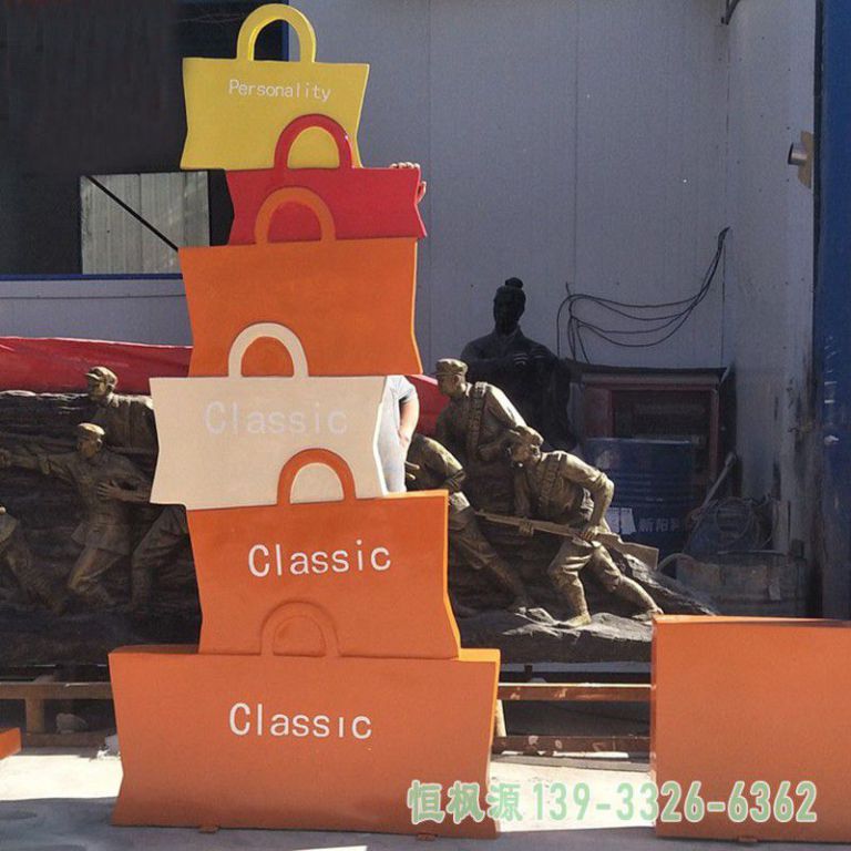 不锈钢商厦购物袋景观雕塑