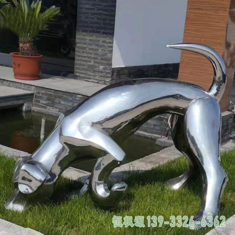 小狗校园不锈钢动物雕塑
