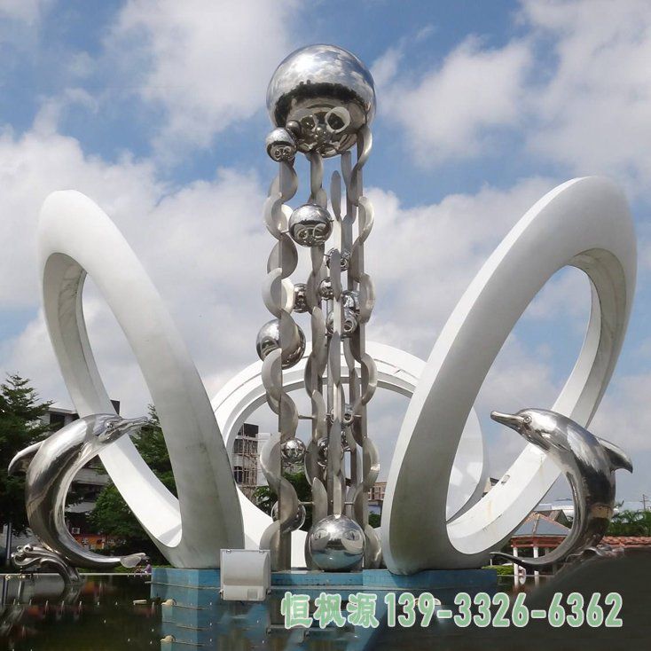 大型海豚不锈钢都市雕塑