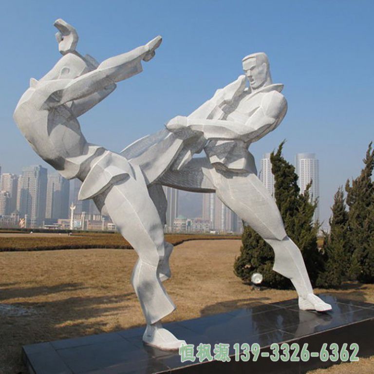 都市比武人物不锈钢雕塑