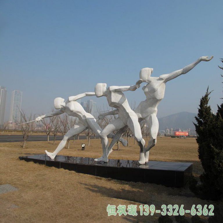 击剑人物都市不锈钢雕塑