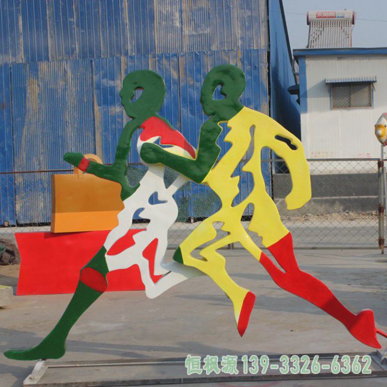 不锈钢跑步广场人物雕塑