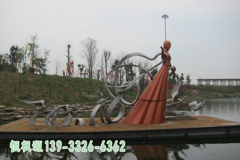 不锈钢仙女小区景观雕塑