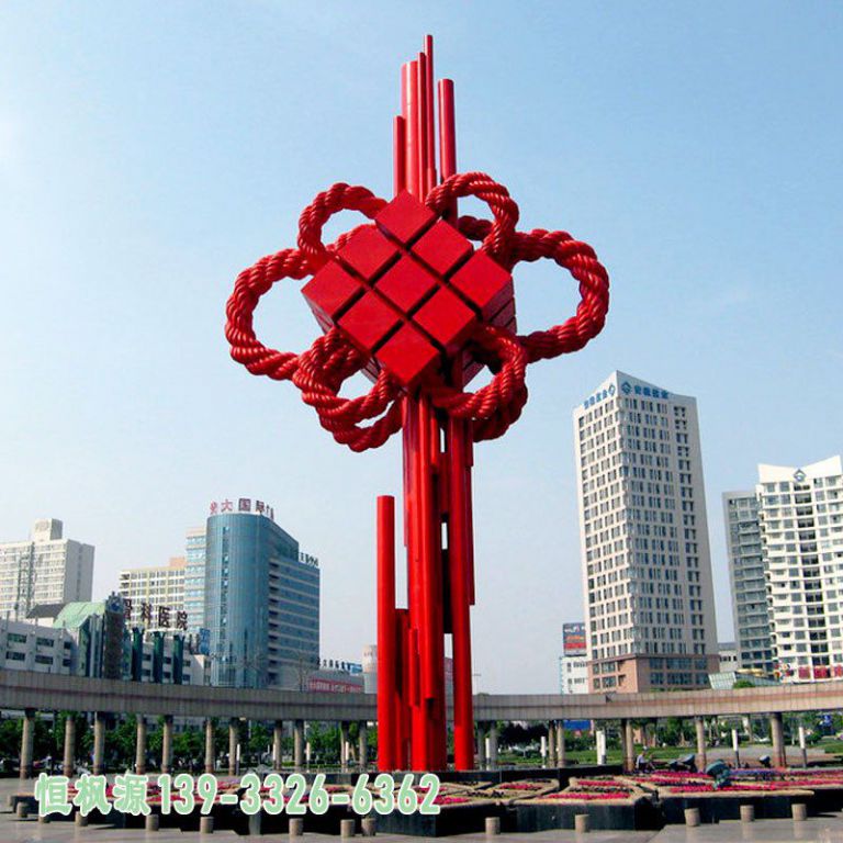 大型中国结不锈钢小区雕塑