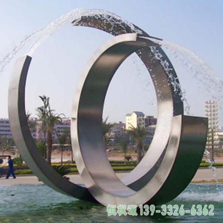 不锈钢戒指小区艺术雕塑