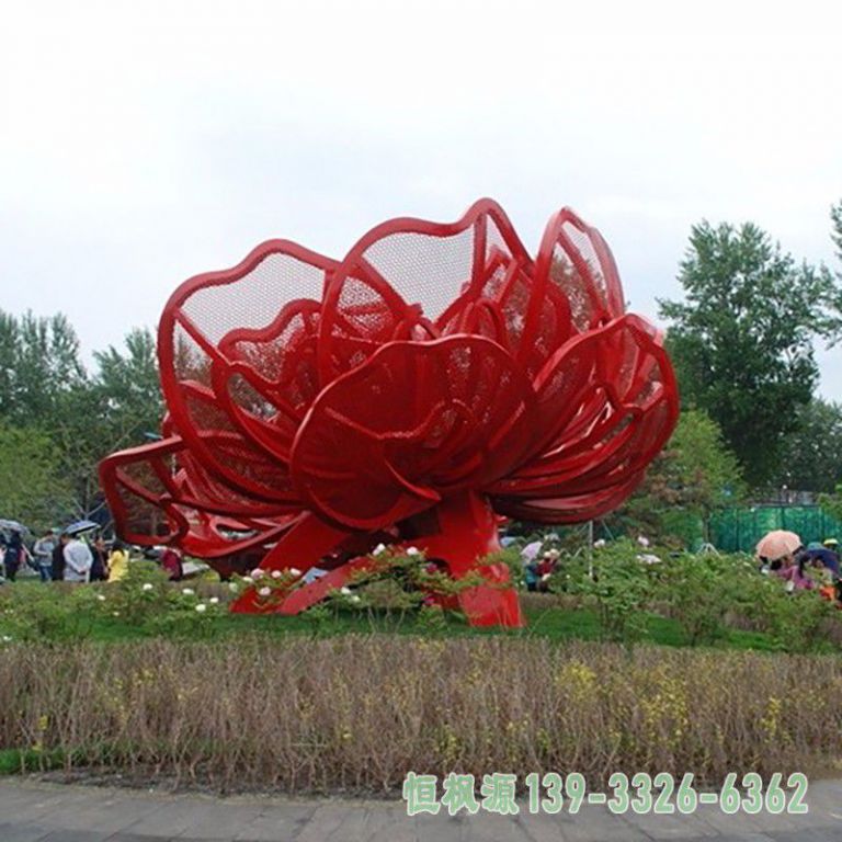 不锈钢玫瑰校园景观雕塑