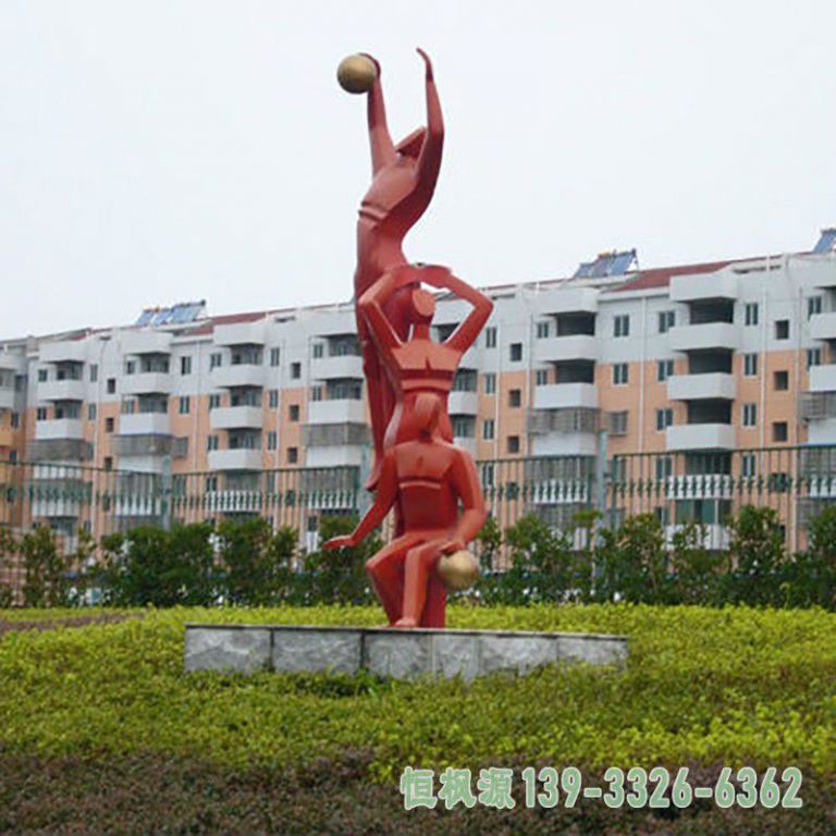 打篮球不锈钢户外雕塑