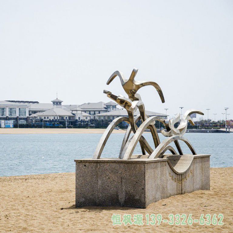 游泳不锈钢抽象雕塑
