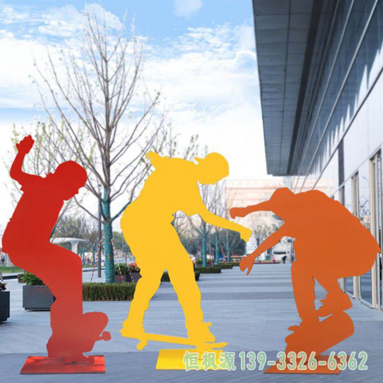 商厦滑板不锈钢人物雕塑