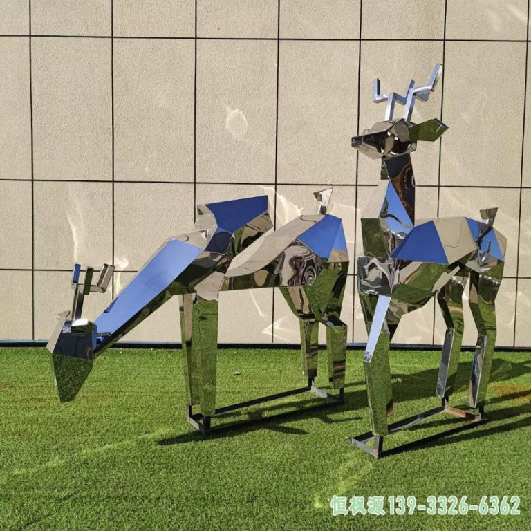 镜面鹿不锈钢广场雕塑
