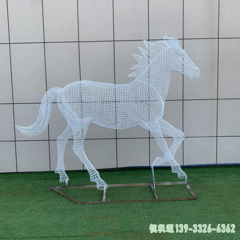 镂空马不锈钢校园雕塑