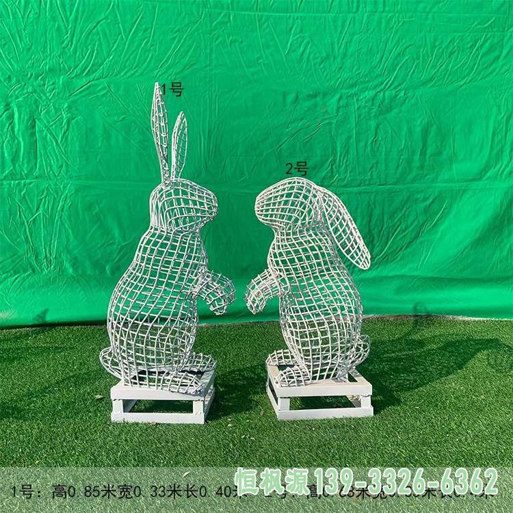 镂空兔子不锈钢广场雕塑
