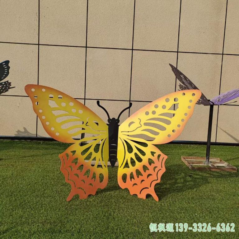 彩绘蝴蝶广场不锈钢雕塑