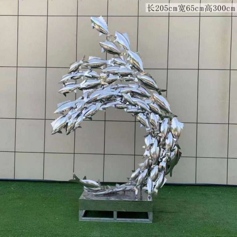 鱼群户外不锈钢雕塑