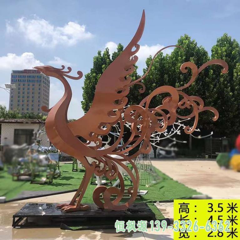 城市不锈钢凤凰景观雕塑