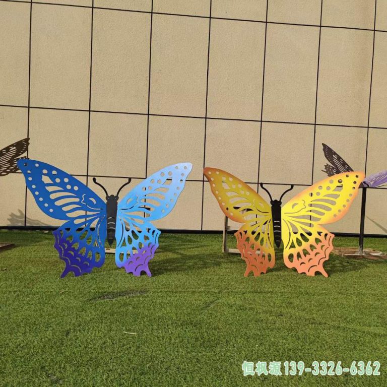 彩绘蝴蝶都市不锈钢雕塑