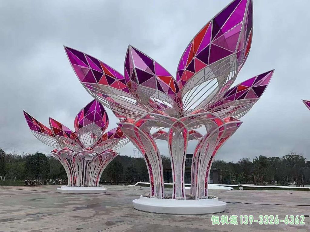 镂空花朵不锈钢户外雕塑