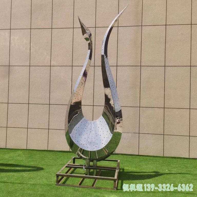 镜面天鹅不锈钢户外雕塑