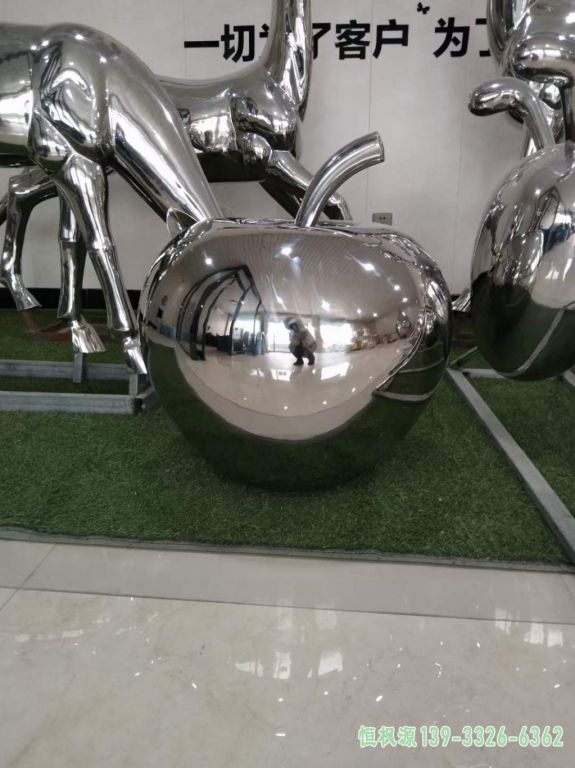 镜面苹果不锈钢艺术雕塑