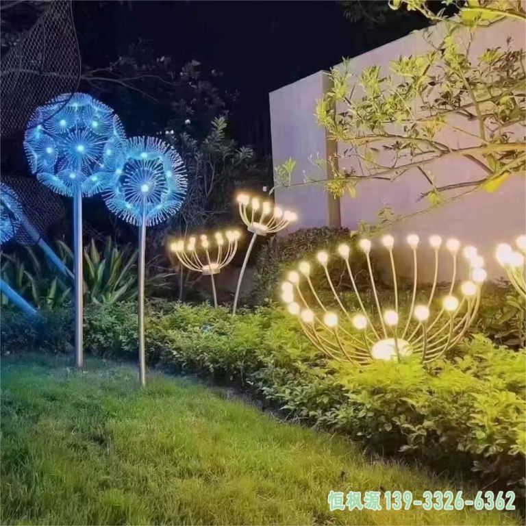 小区发光不锈钢蒲公英雕塑