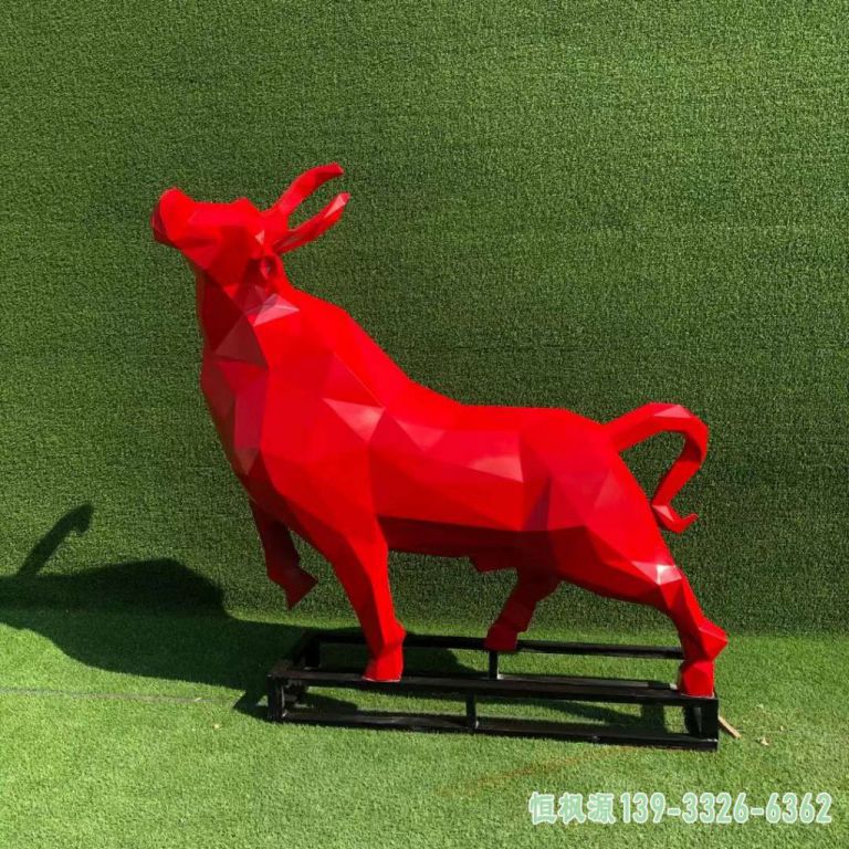 彩绘牛户外不锈钢动物雕塑