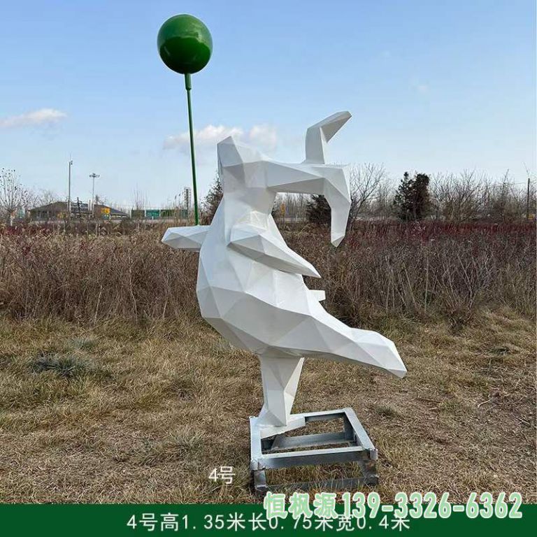 几何兔子城市不锈钢雕塑