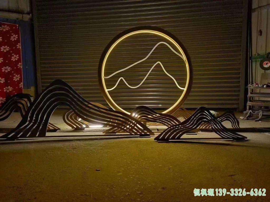 发光假山城市不锈钢雕塑