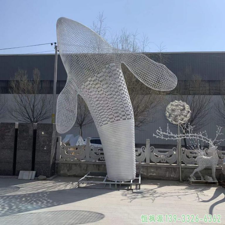 鲸鱼不锈钢户外景观雕塑