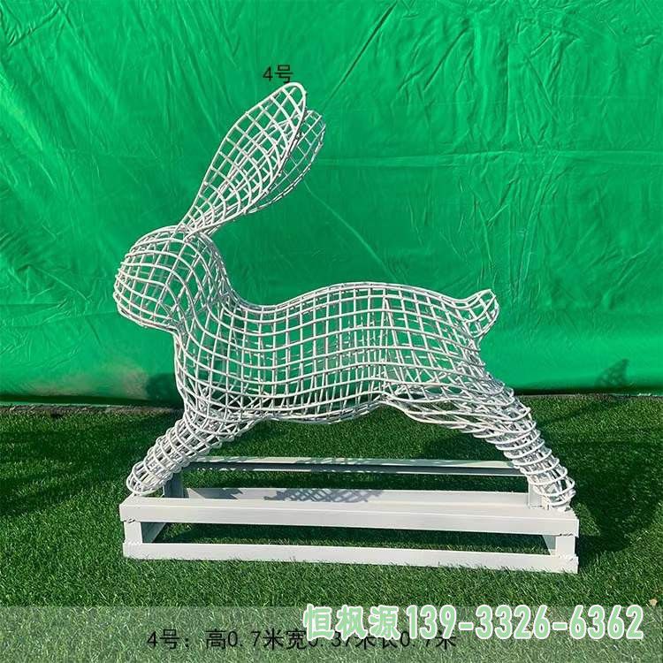 镂空兔子广场不锈钢动物雕塑