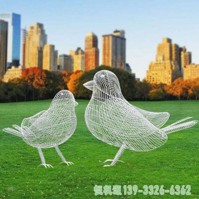 小鸟不锈钢小区雕塑