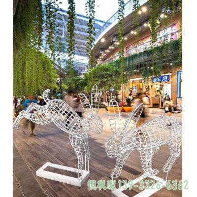 镂空兔不锈钢都市雕塑