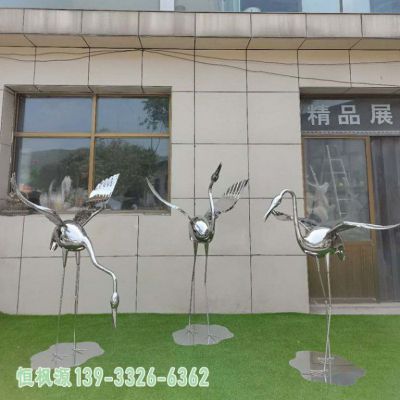 仙鹤不锈钢动物雕塑